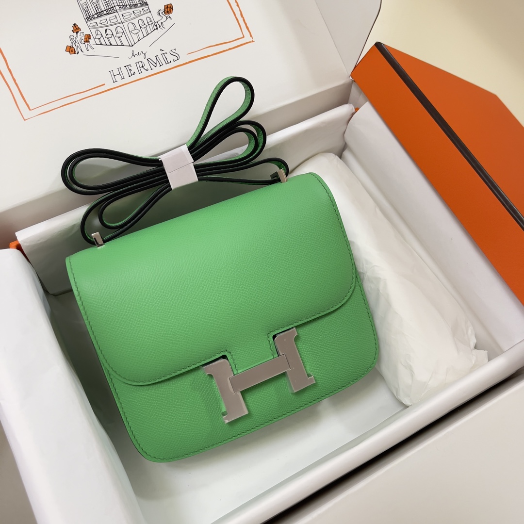 Hermes Constance 18 Mini Shoulder Bag In Green Kiwi Epsom Leather